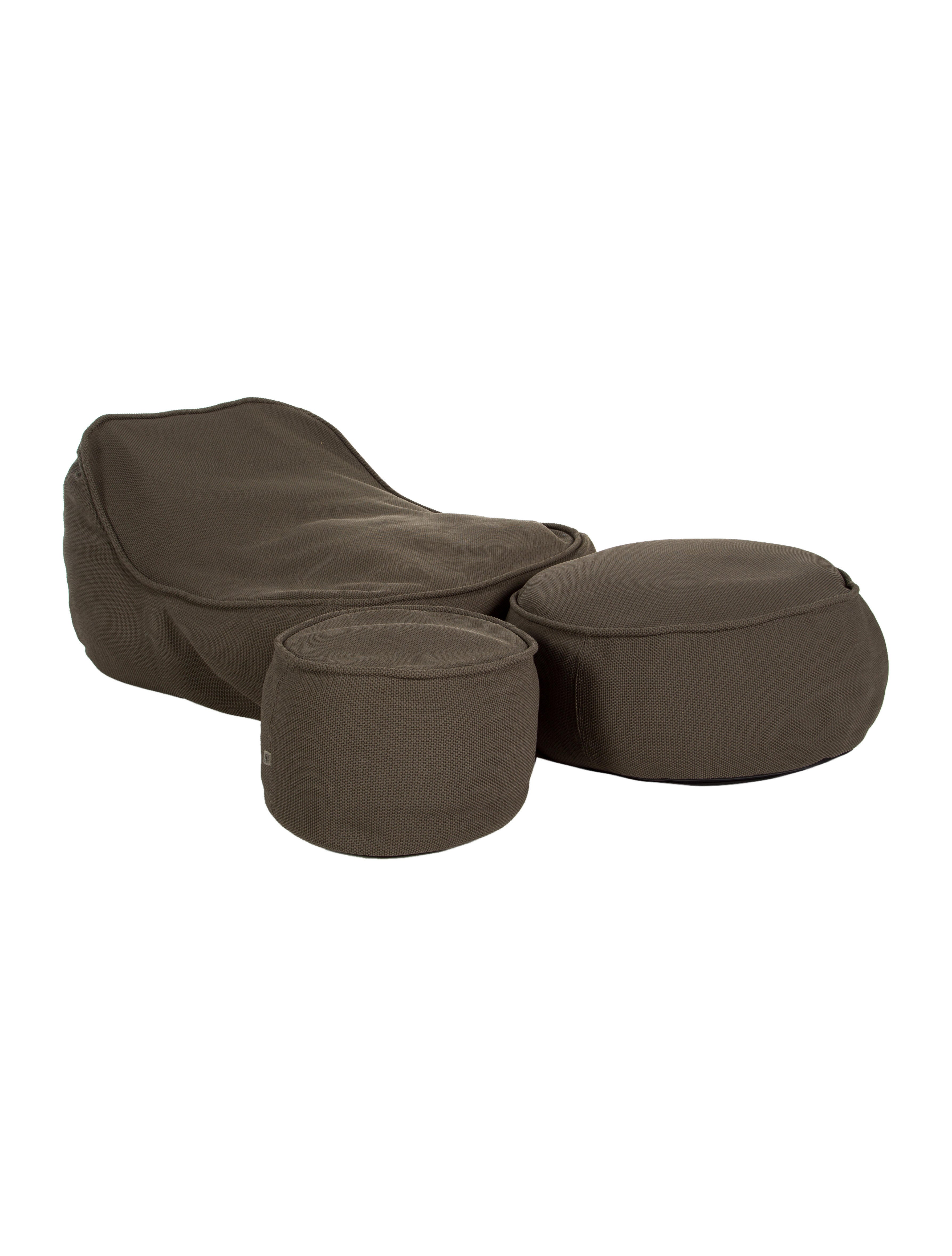 Paola Lenti 3Piece Float Easy Chair, Ottoman and Pouf Set Brown, 3