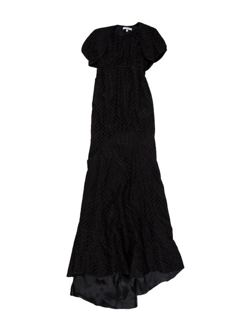 Pamella Roland Embroidered Eyelet Gown Black