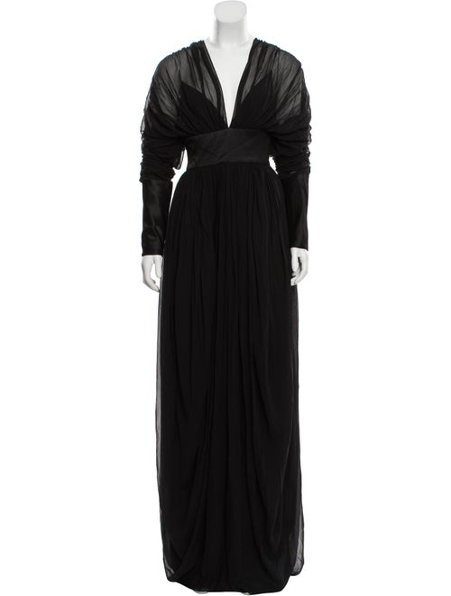 Pamella Roland Long Sleeve Maxi Dress Black