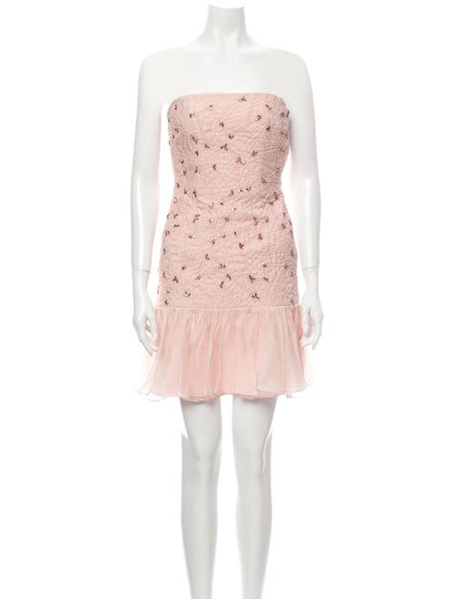 Pamella Roland Strapless Mini Dress Pink