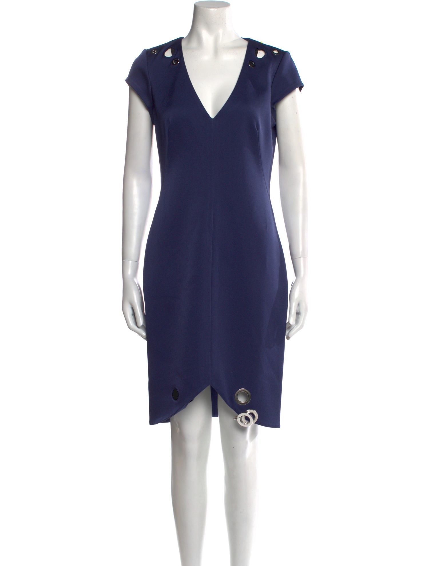 Pamella Roland V-Neck Knee-Length Dress