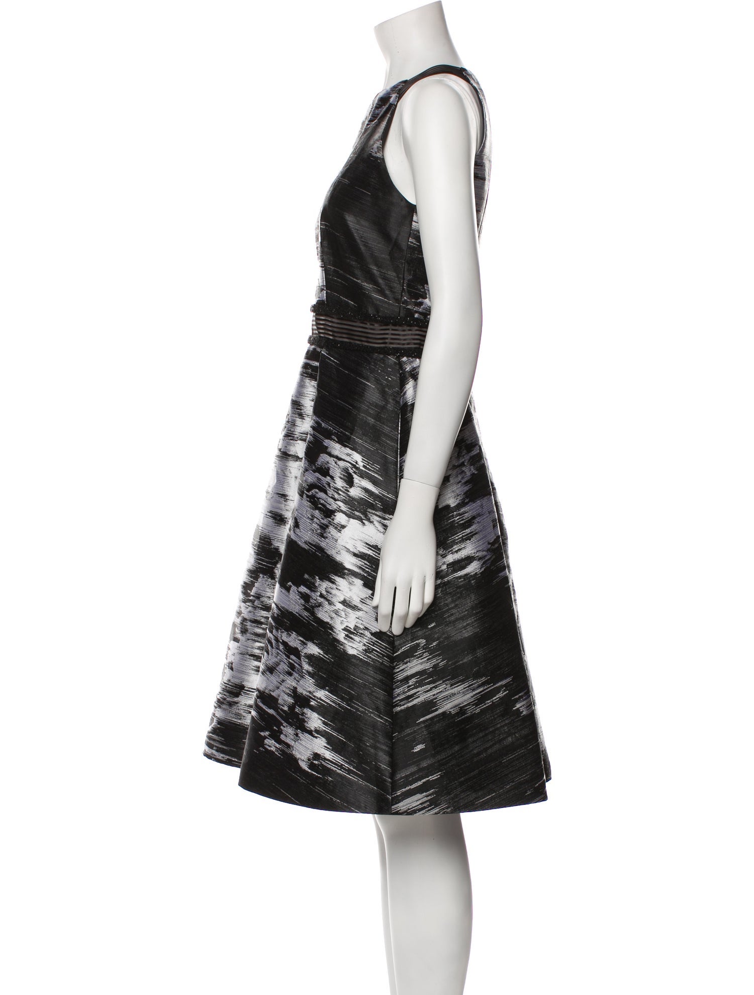 Pamella Roland Printed Knee-Length Dress