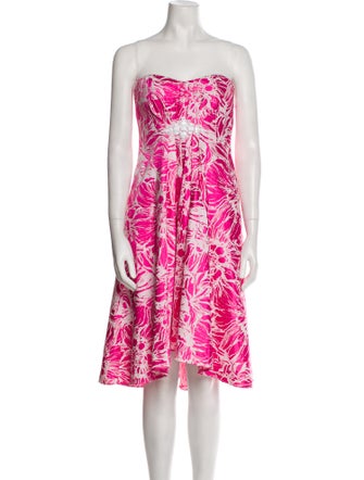 Pamella Roland Floral Print Mini Dress