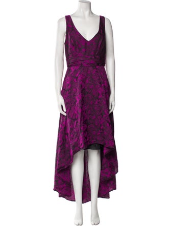 Pamella Roland Printed Long Dress