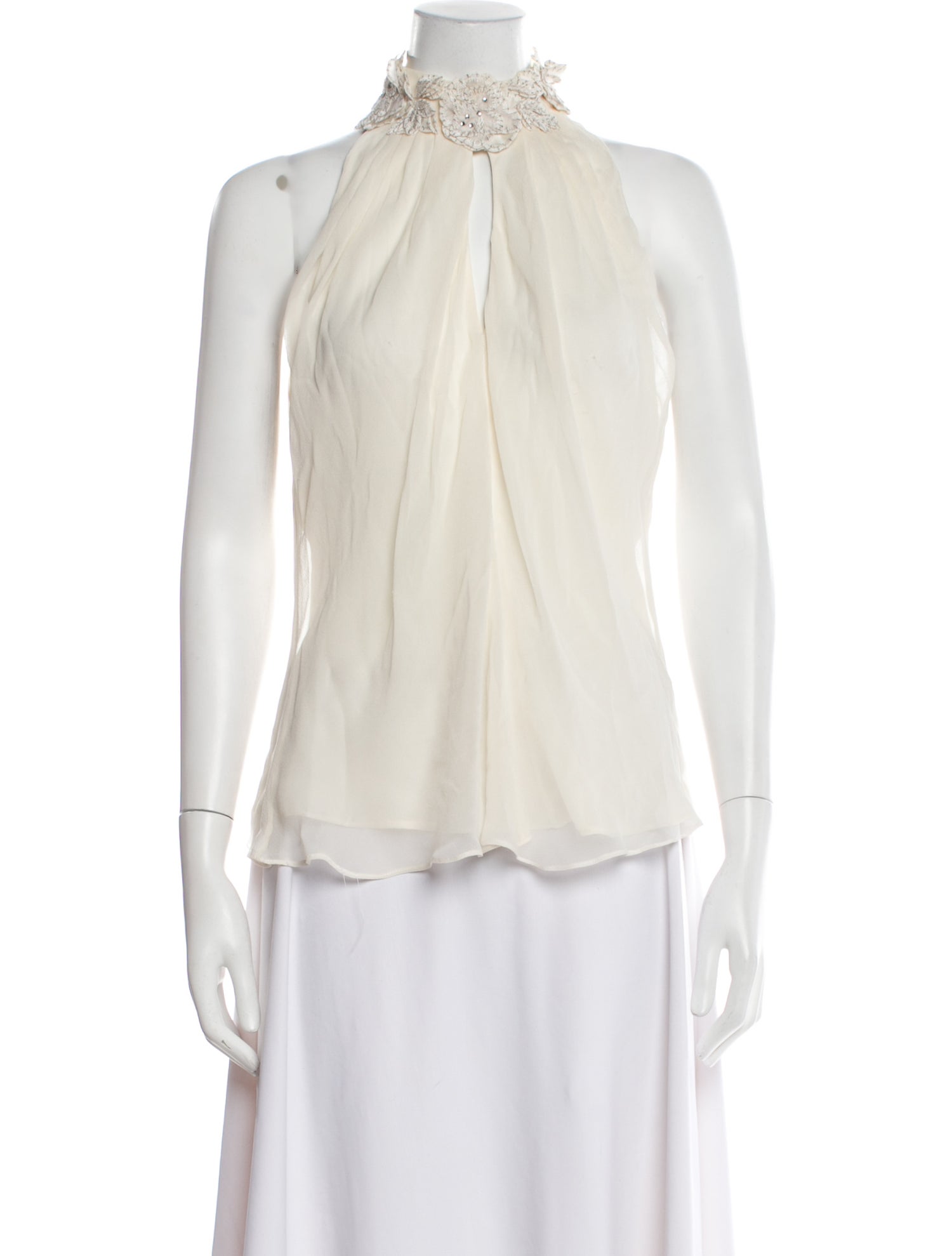 Pamella Roland Mock Neck Sleeveless Blouse