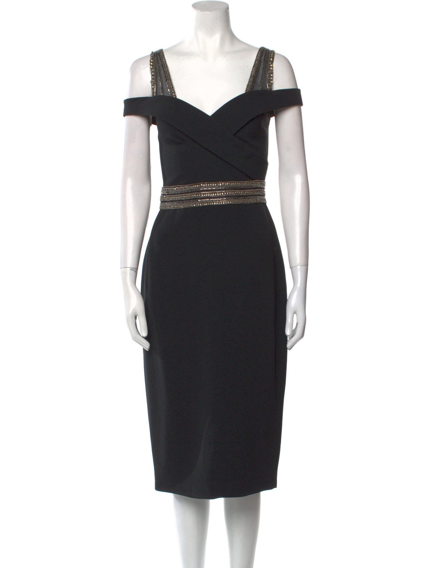 Pamella Roland V-Neck Midi Length Dress