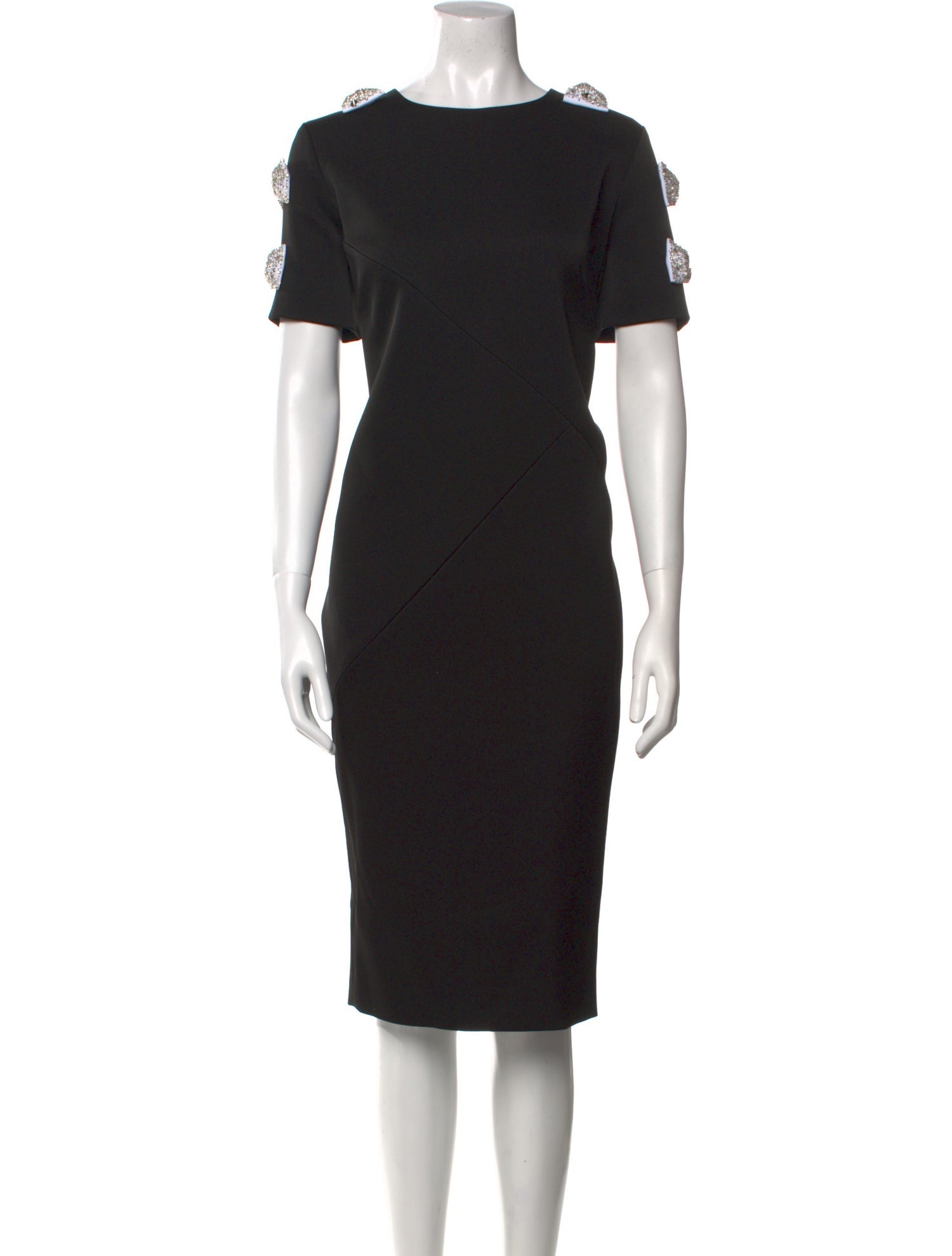 Pamella Roland Scoop Neck Midi Length Dress