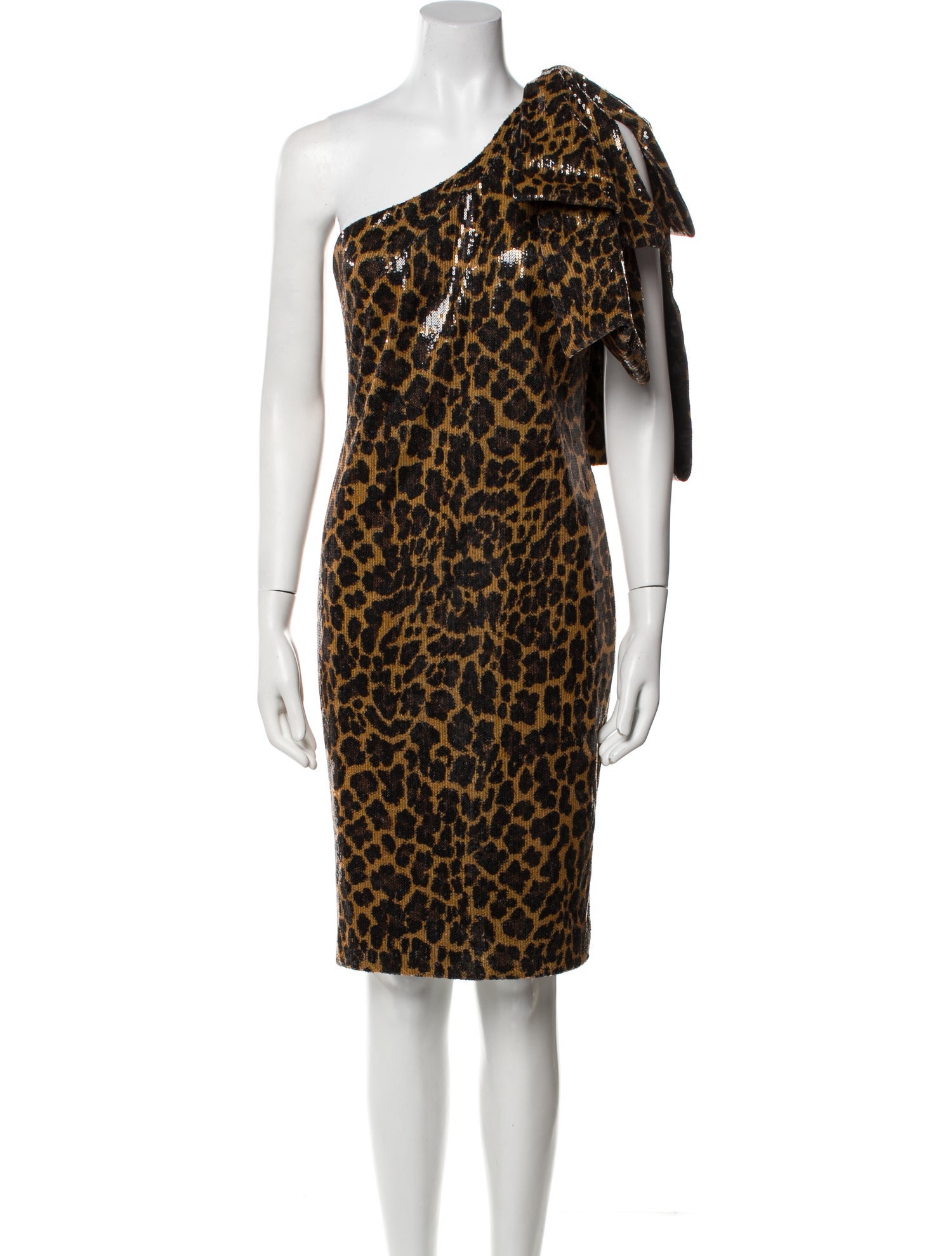 Pamella Roland Animal Print Knee-Length Dress