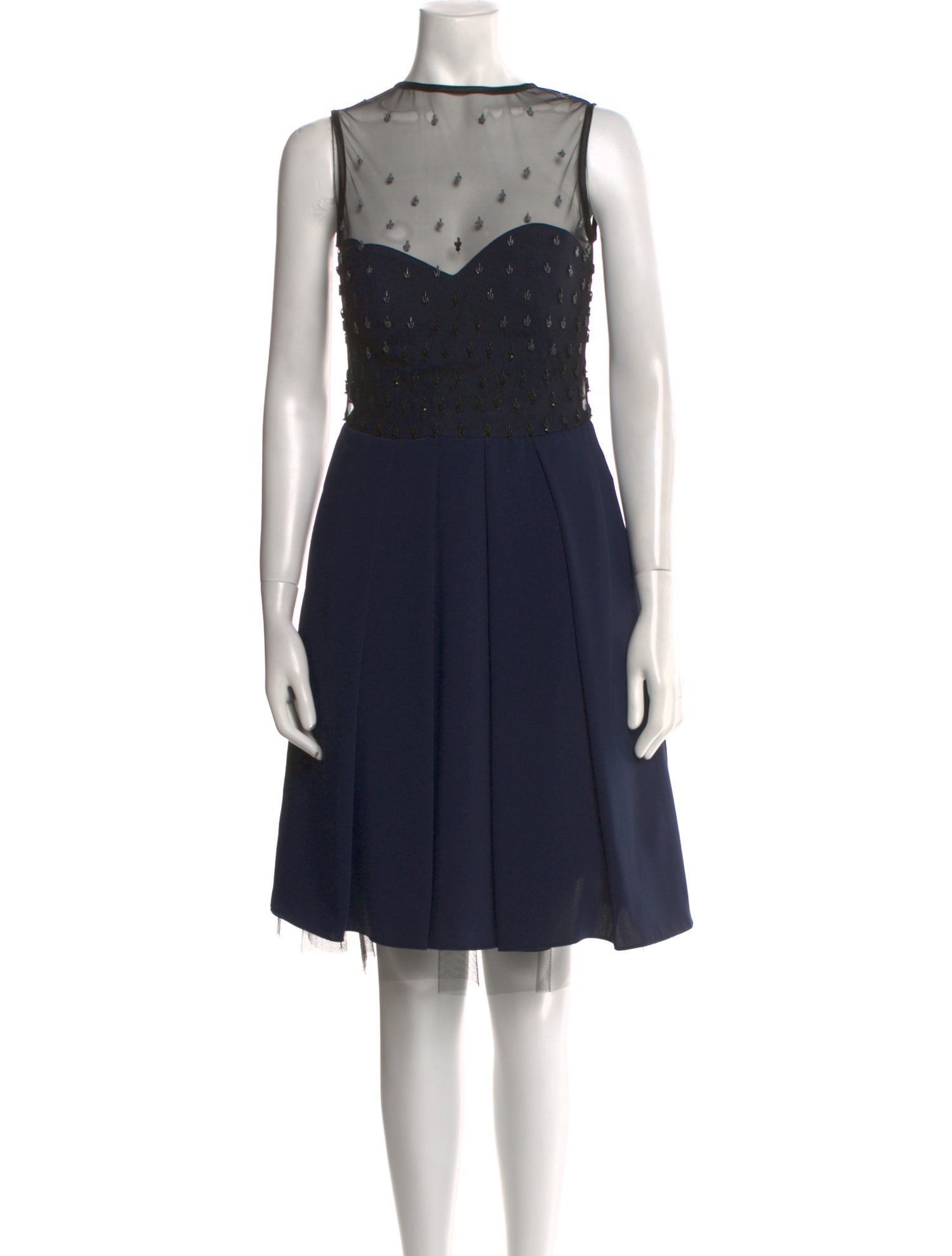 Pamella Roland Lace Pattern Knee-Length Dress