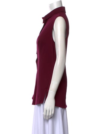 Pamella Roland Sleeveless Button-Up Top