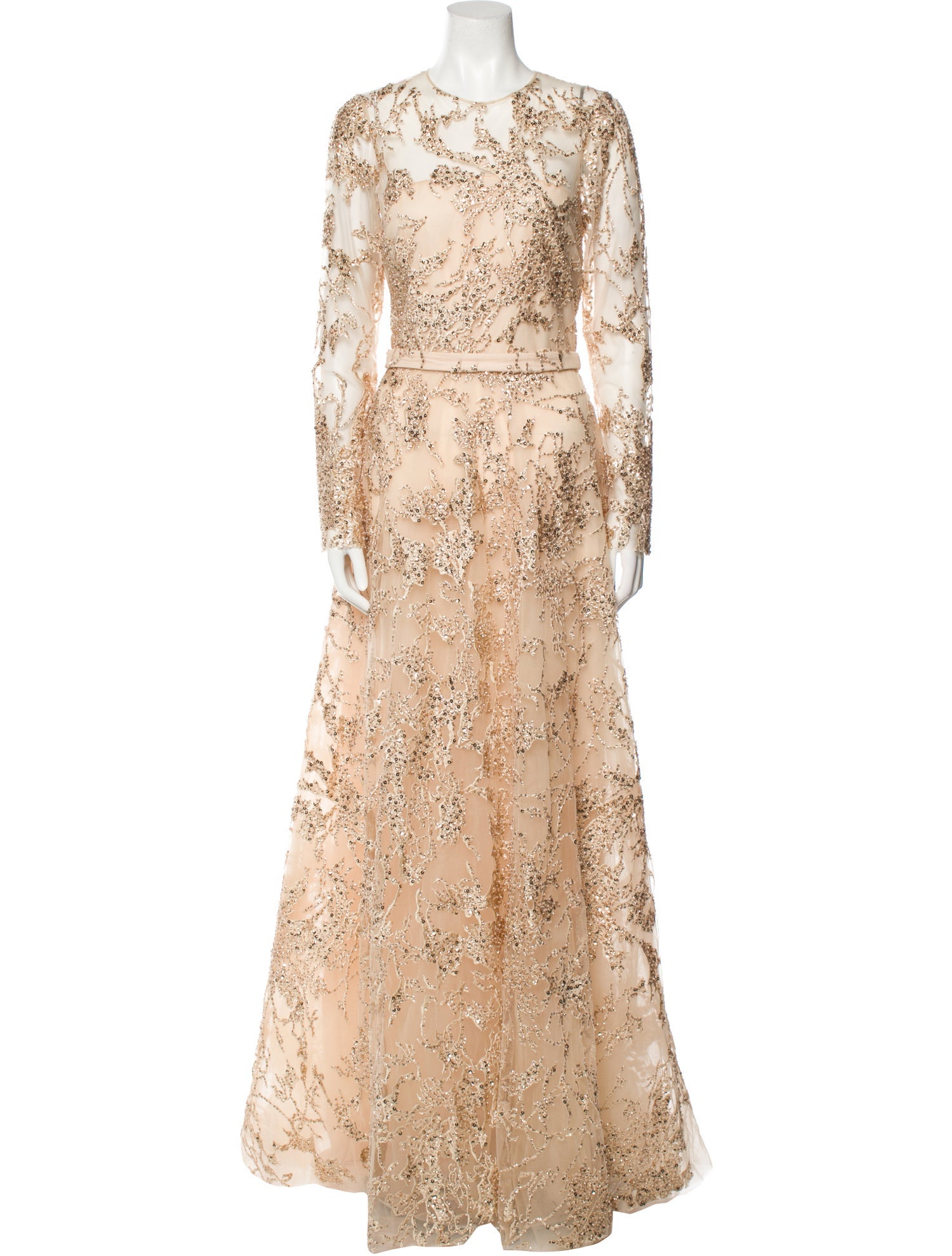 Pamella Roland Lace Pattern Long Dress