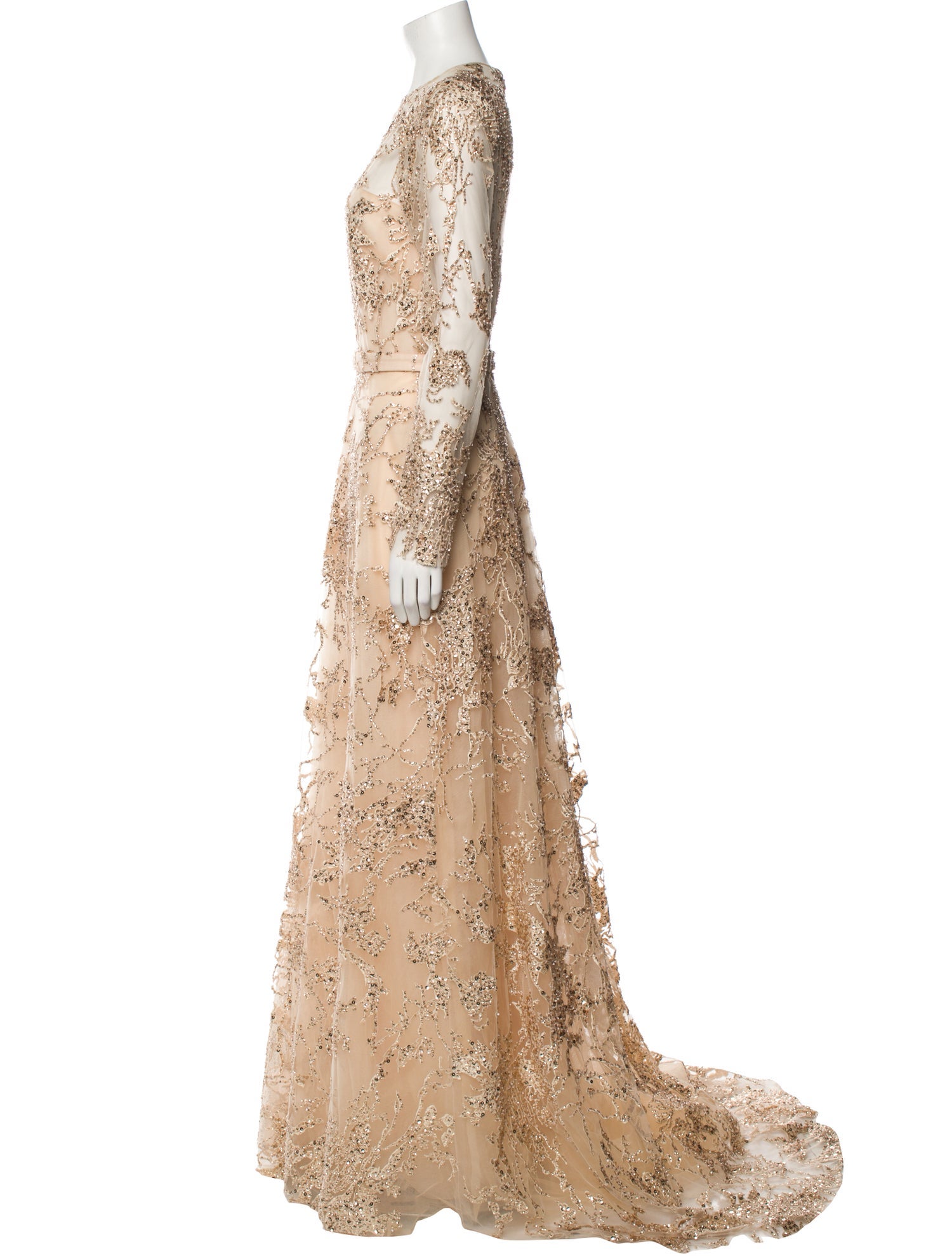 Pamella Roland Lace Pattern Long Dress