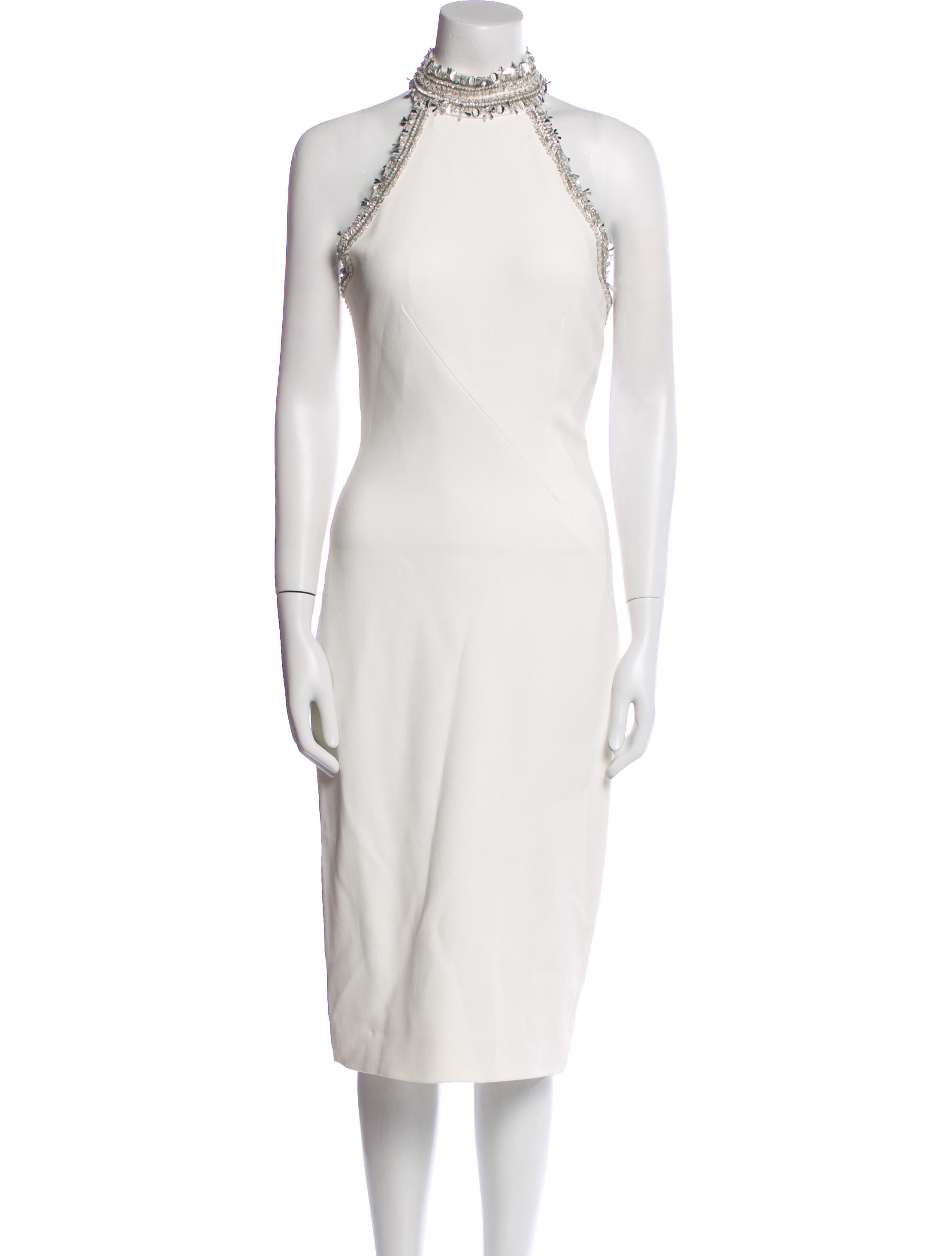 Pamella Roland Mock Neck Midi Length Dress