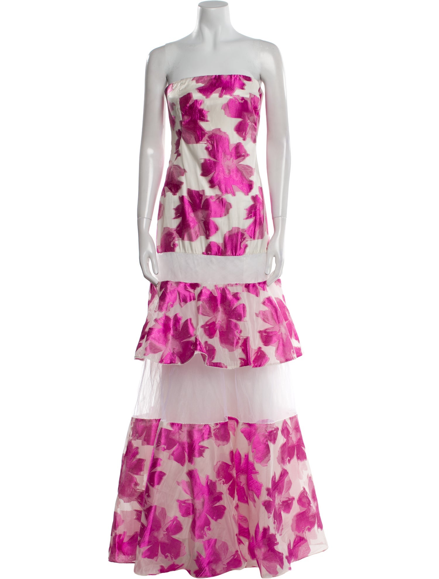 Pamella Roland Floral Print Long Dress