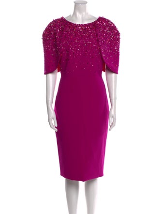 Pamella Roland Scoop Neck Midi Length Dress