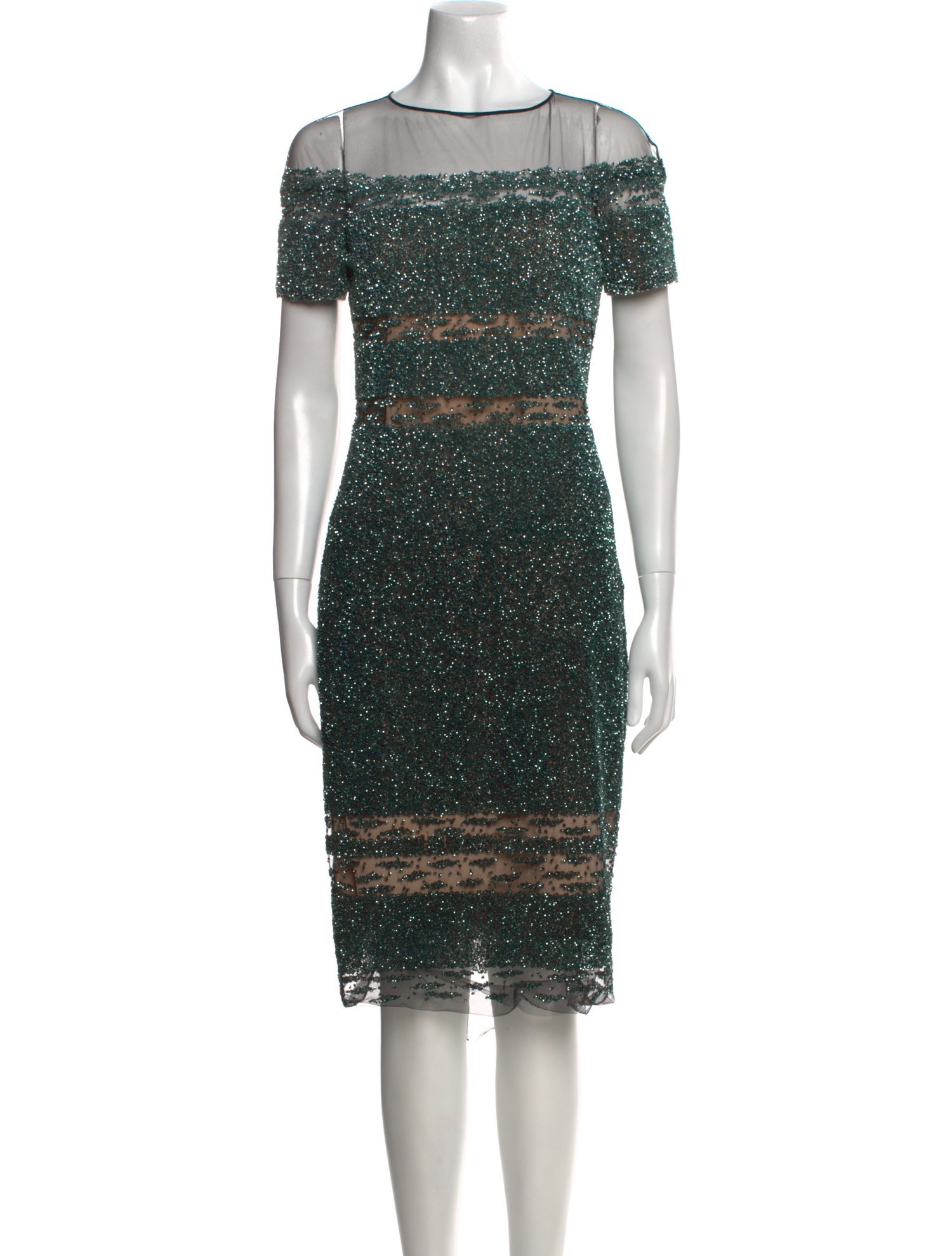 Pamella Roland Scoop Neck Knee-Length Dress