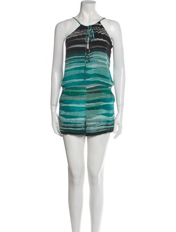 Parker Ochs Jumpsuits and Rompers Silk Striped Romper M