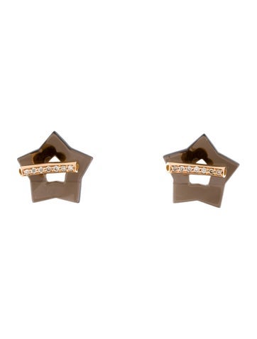Pasquale Bruni Earring Enhancers 18K Smoky Quartz & Diamond Make Love Star Earrings