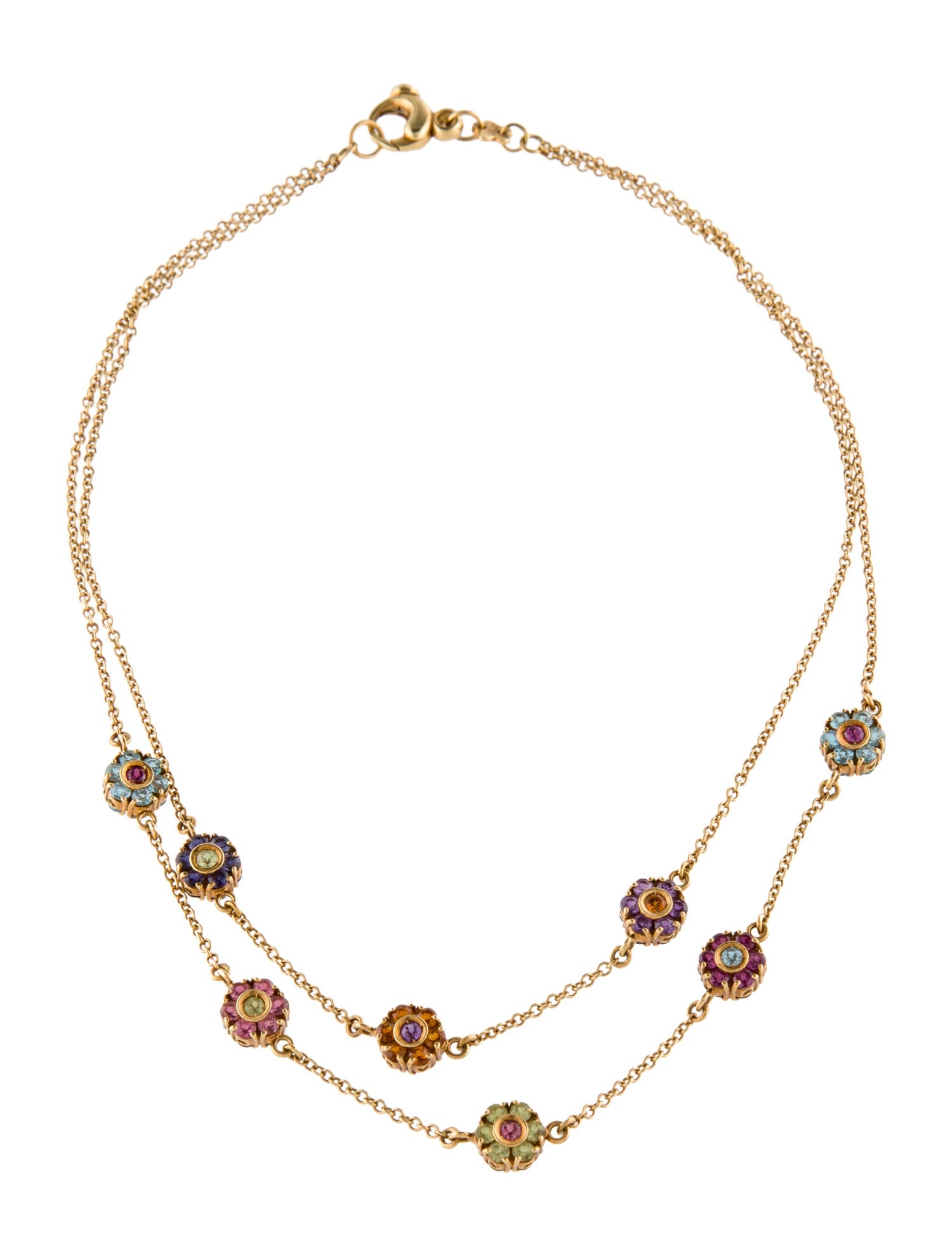 Pasquale Bruni 18K Multistone Flower Double Strand Necklace