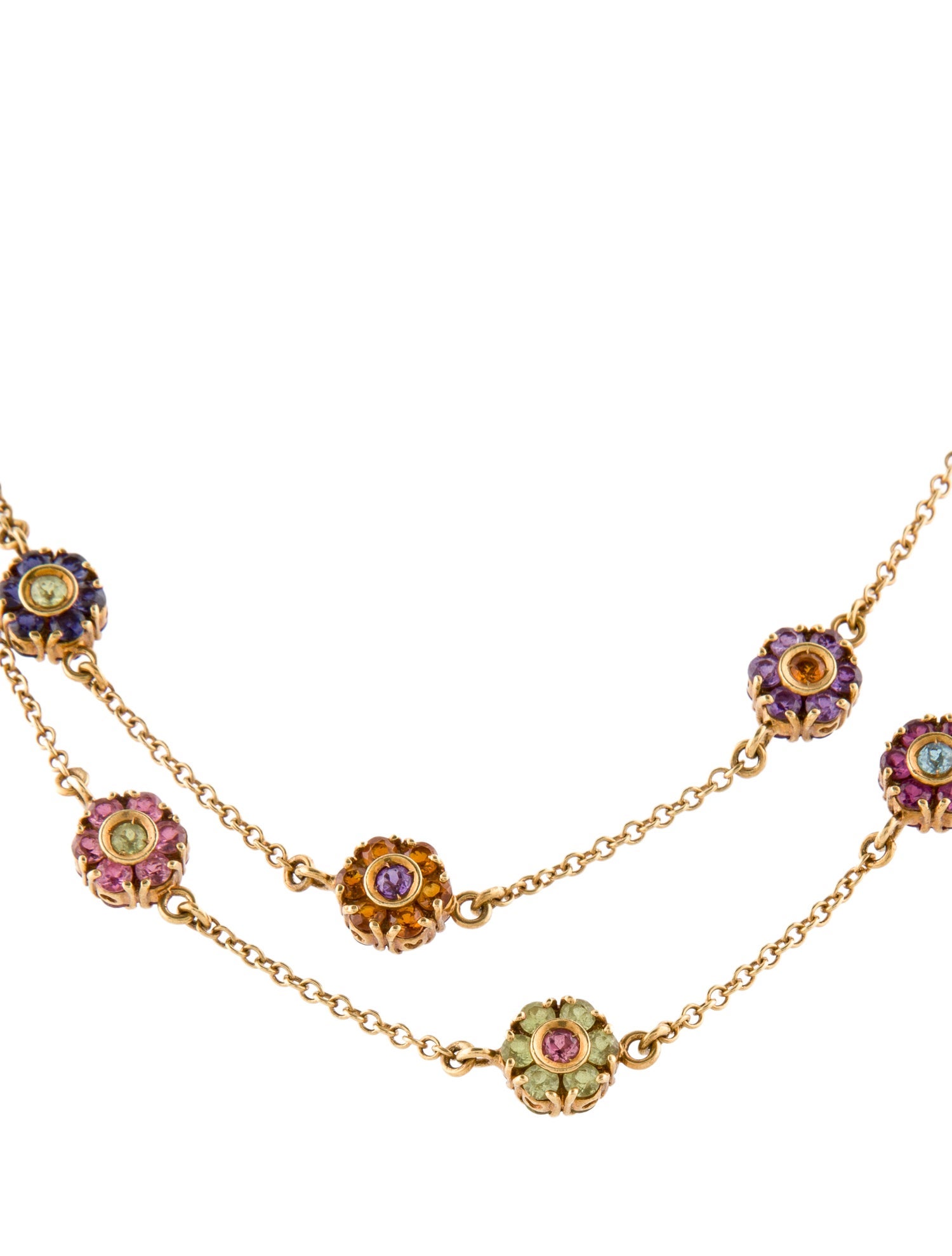 Pasquale Bruni 18K Multistone Flower Double Strand Necklace