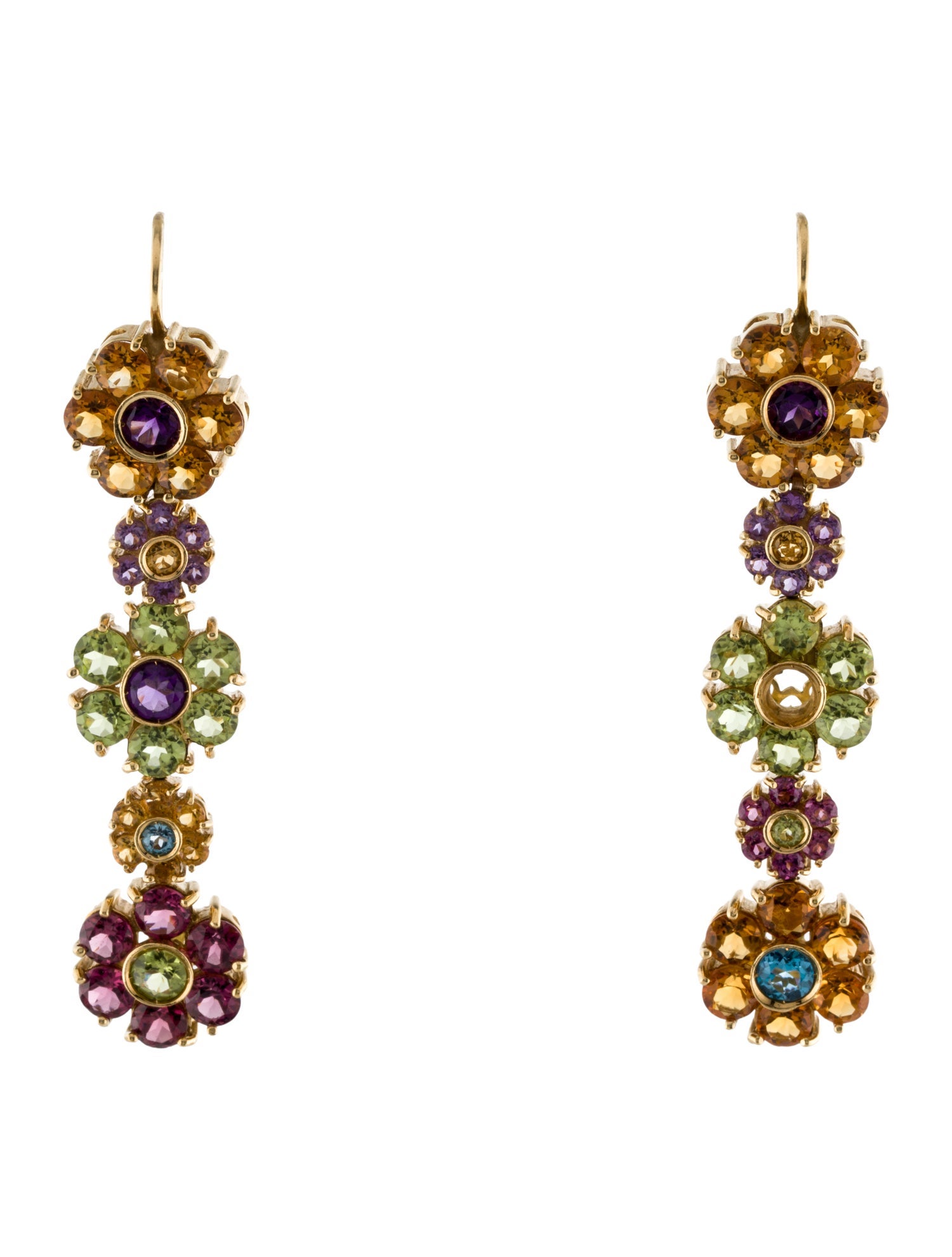 Pasquale Bruni 18K Multistone Flower Drop Earrings