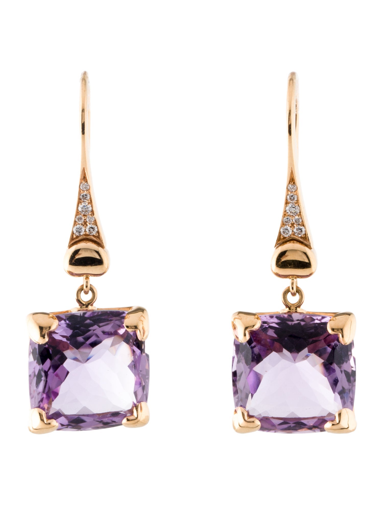 Pasquale Bruni 18K 19.83ctw Amethyst & Diamond Heart Drop Earrings