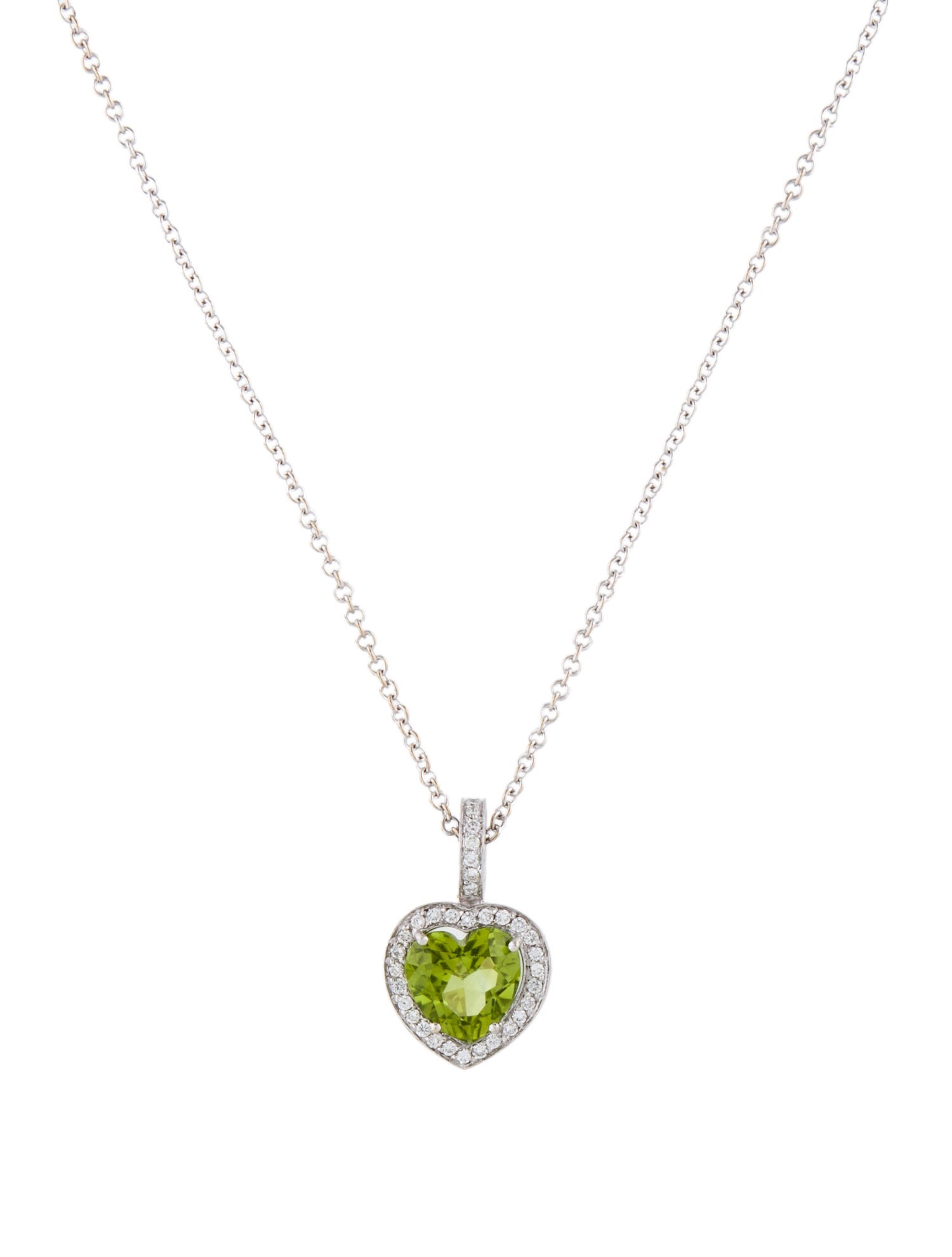Pasquale Bruni 18K 2.95ct Peridot & Diamond Heart Pendant Necklace