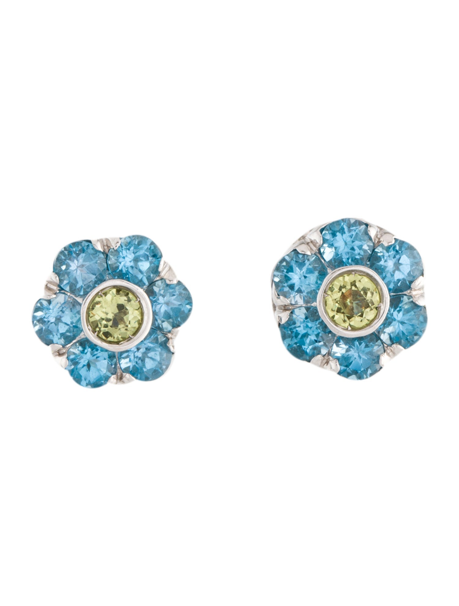 Pasquale Bruni 18K Topaz & Garnet Flower Stud Earrings
