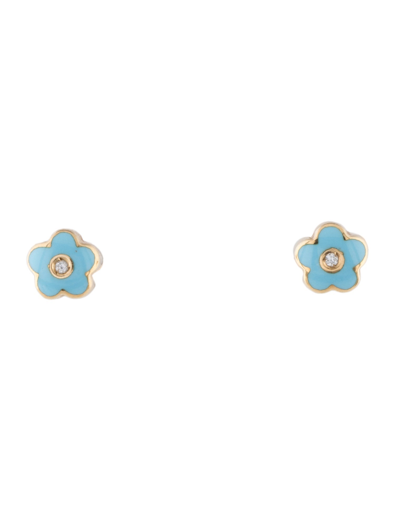 Pasquale Bruni 18K Diamond & Enamel Flower Stud Earrings