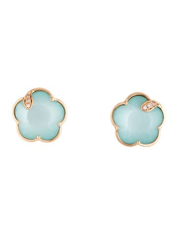 Pre-owned Pasquale Bruni 18k Diamond & Moonstone Doublet Petit Joli Earrings In Multicolor