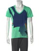 Paul & Joe Colorblock Pattern V-Neck T-Shirt