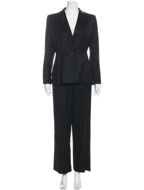Pauline Trigere Striped Pantsuit Black