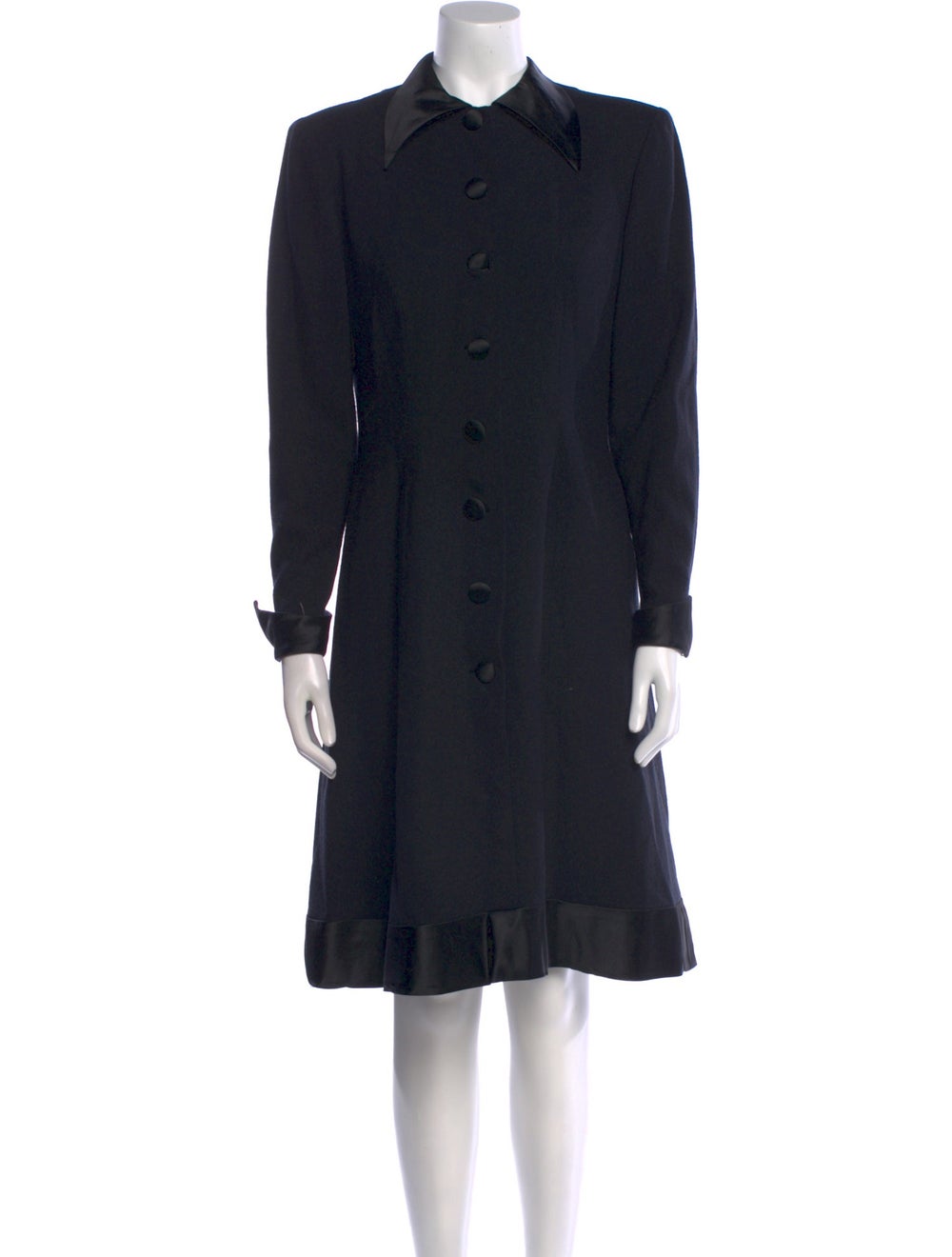 Pauline Trigere Shirtdress Blue Long Sleeve with Collar