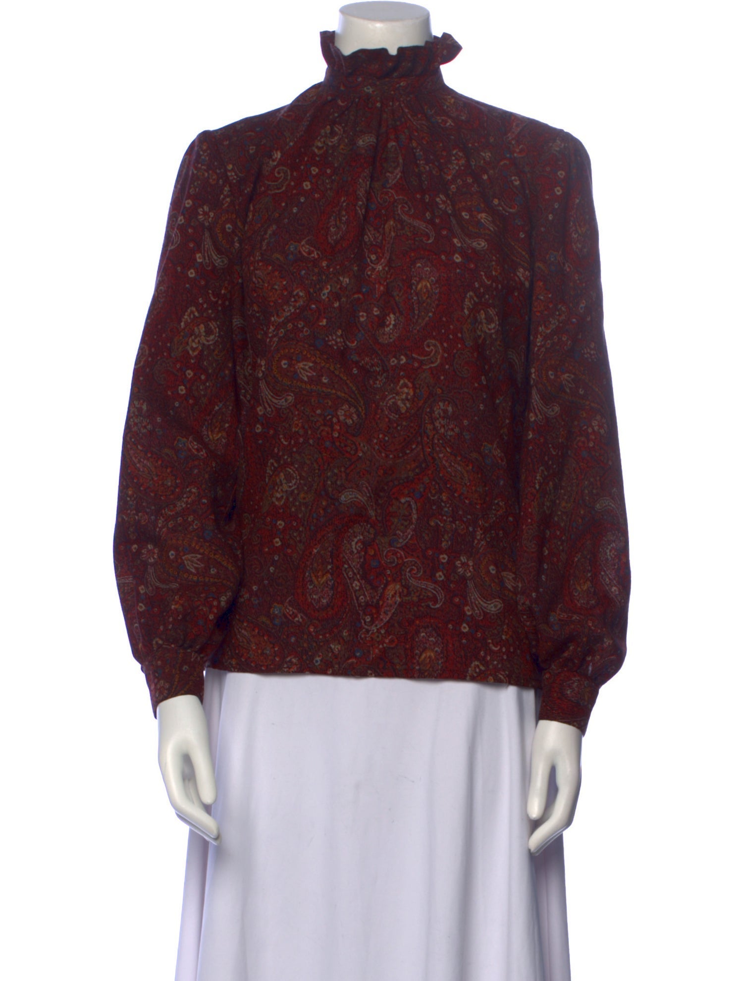 Pauline Trigere Vintage Paisley Print Blouse
