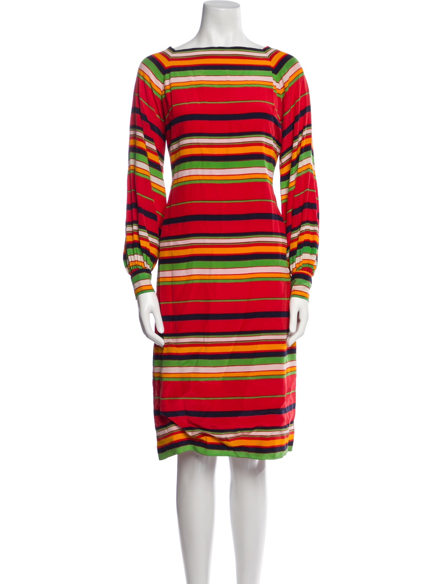 Pauline Trigere Striped Midi Length Dress
