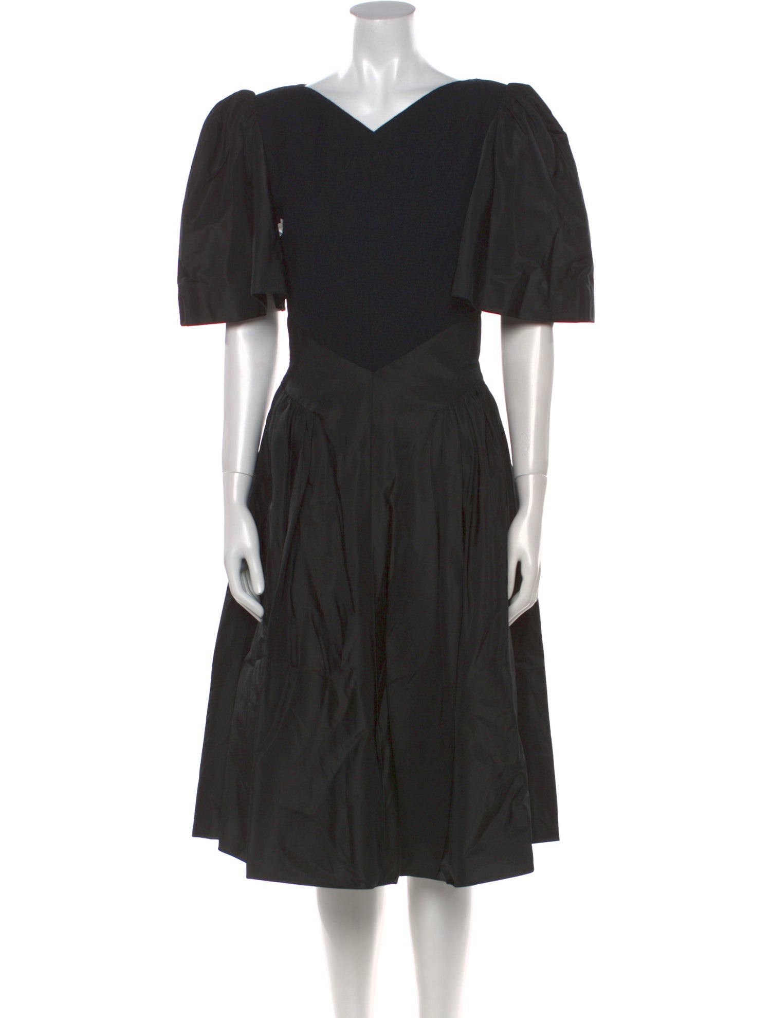 Pauline Trigere V-Neck Midi Length Dress