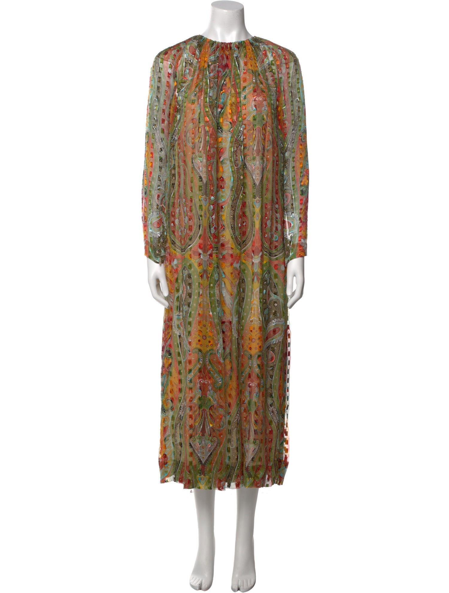 Pauline Trigere Paisley Print Long Dress