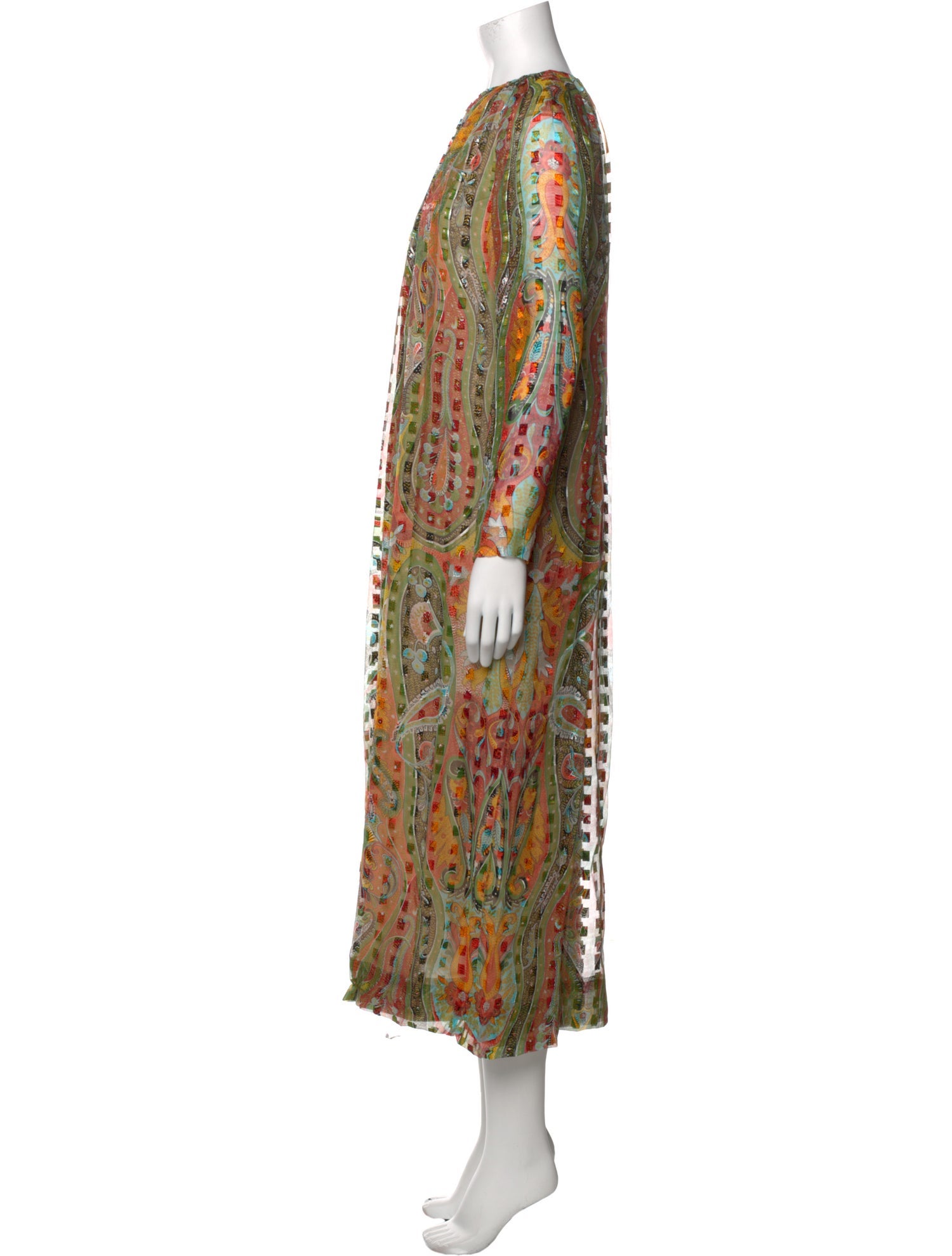 Pauline Trigere Paisley Print Long Dress