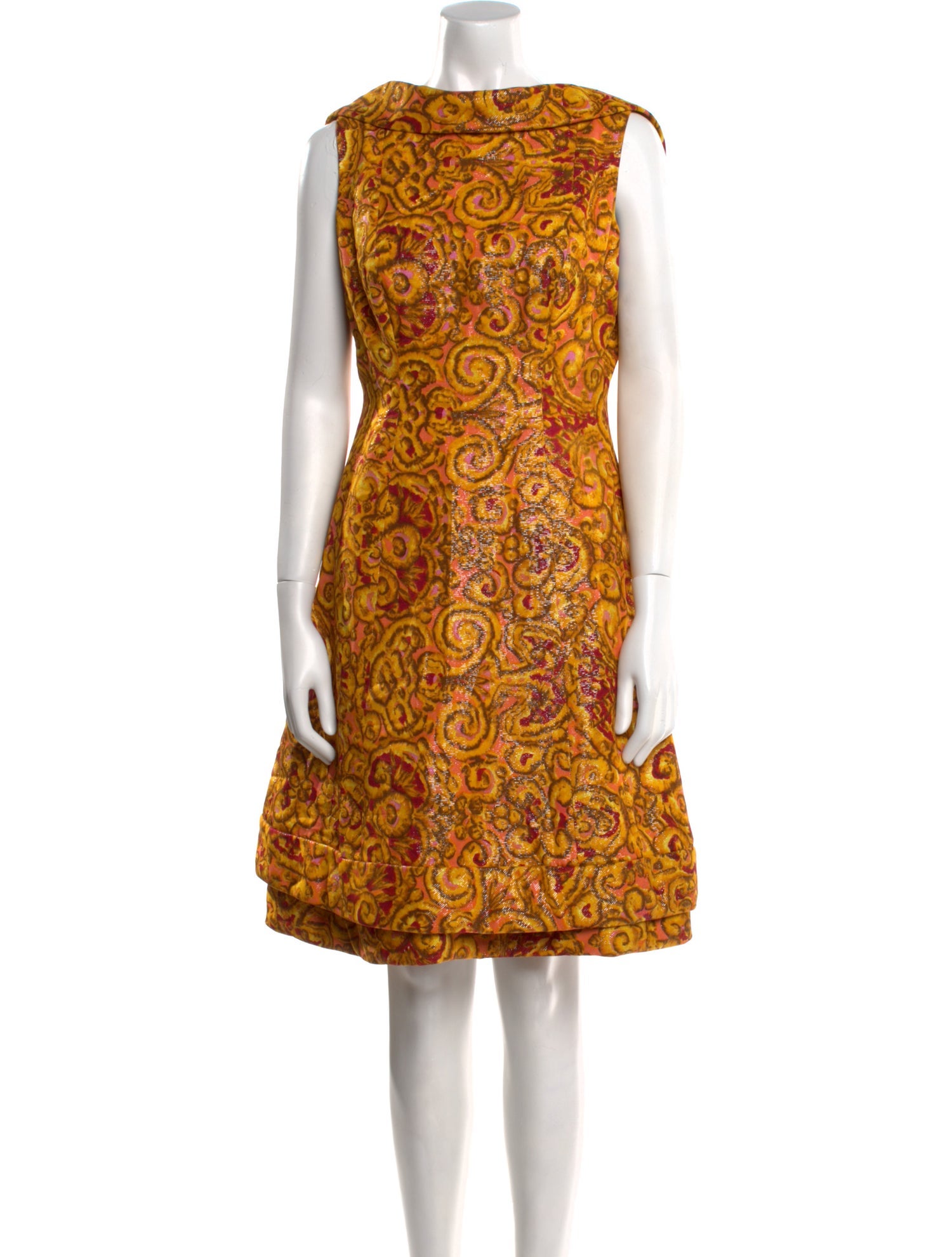 Pauline Trigere Printed Knee-Length Dress