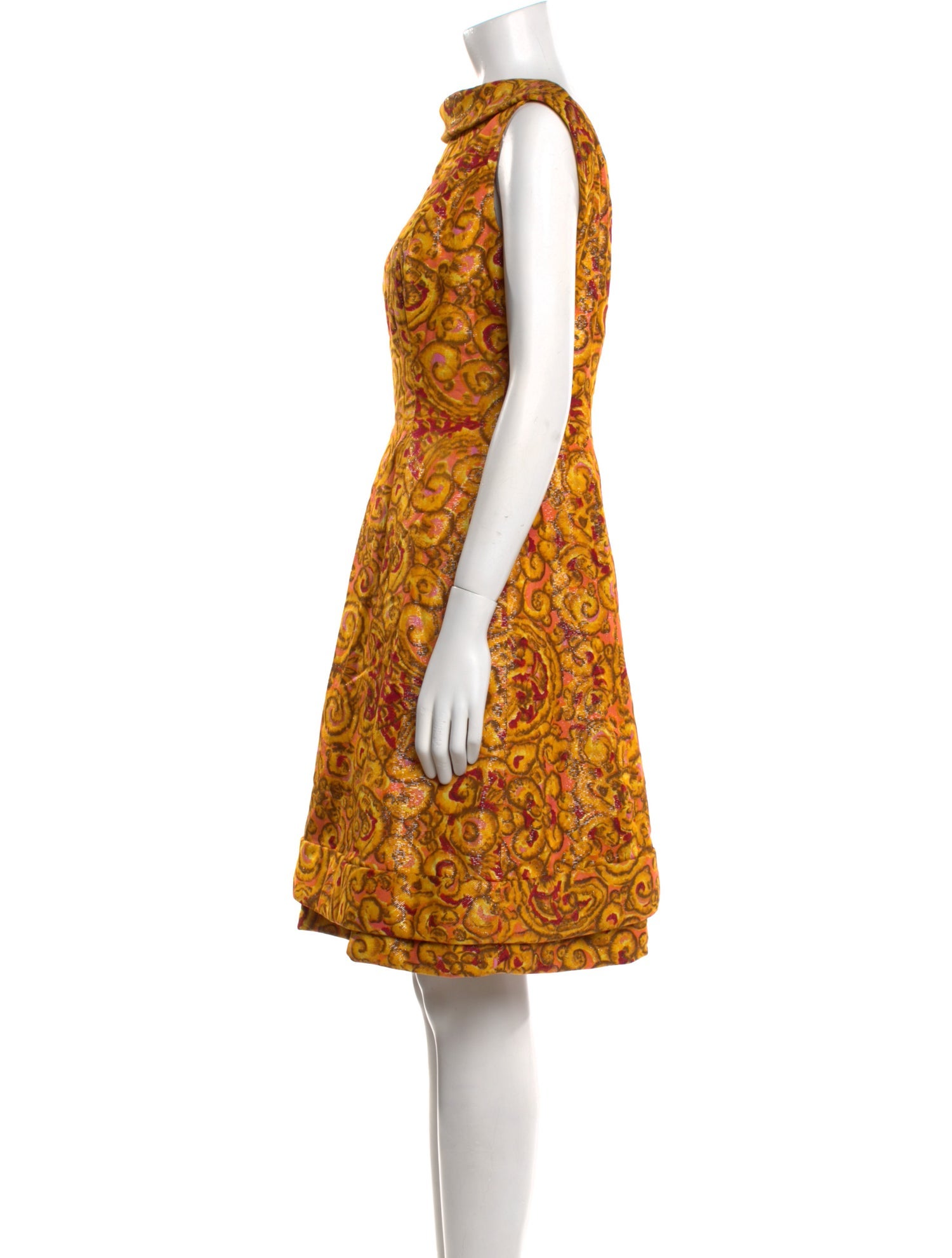 Pauline Trigere Printed Knee-Length Dress