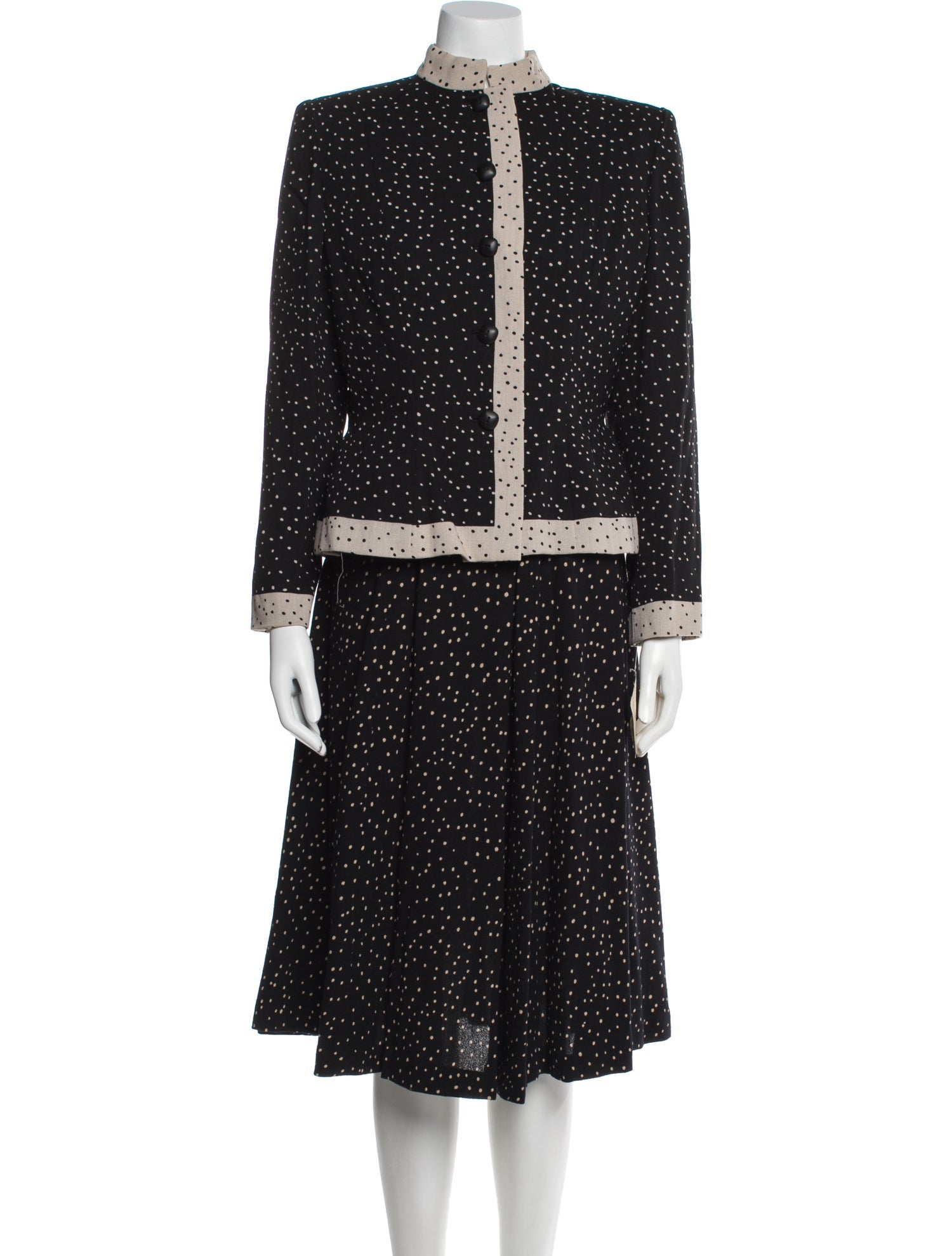 Pauline Trigere Vintage Polka Dot Print Dress Set