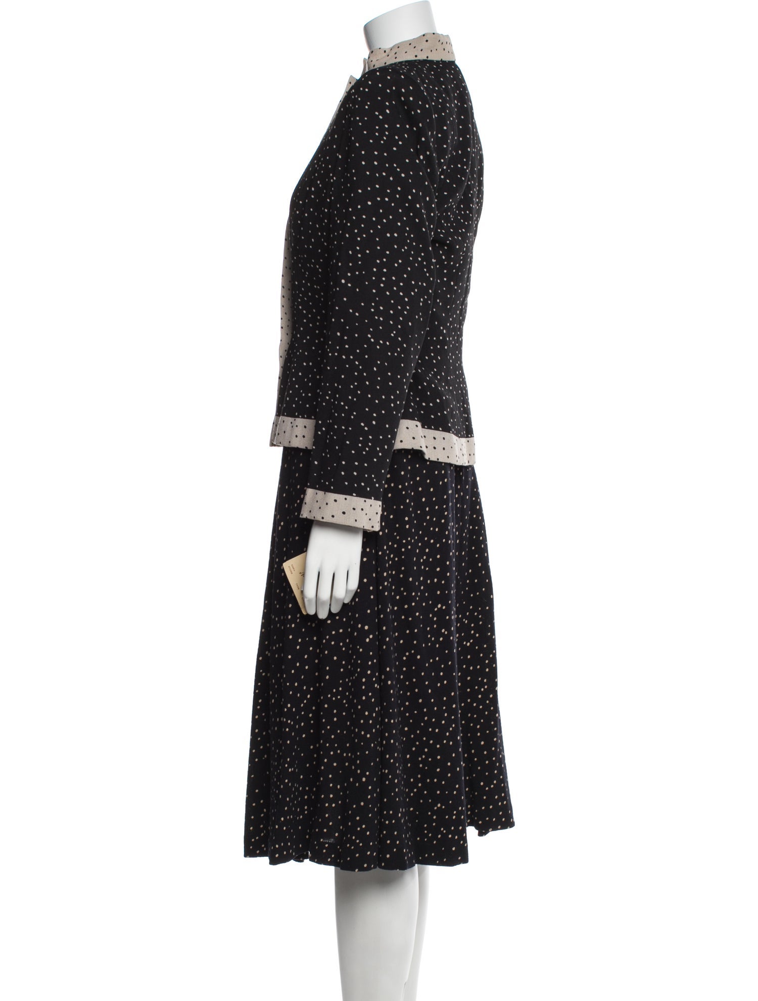 Pauline Trigere Vintage Polka Dot Print Dress Set