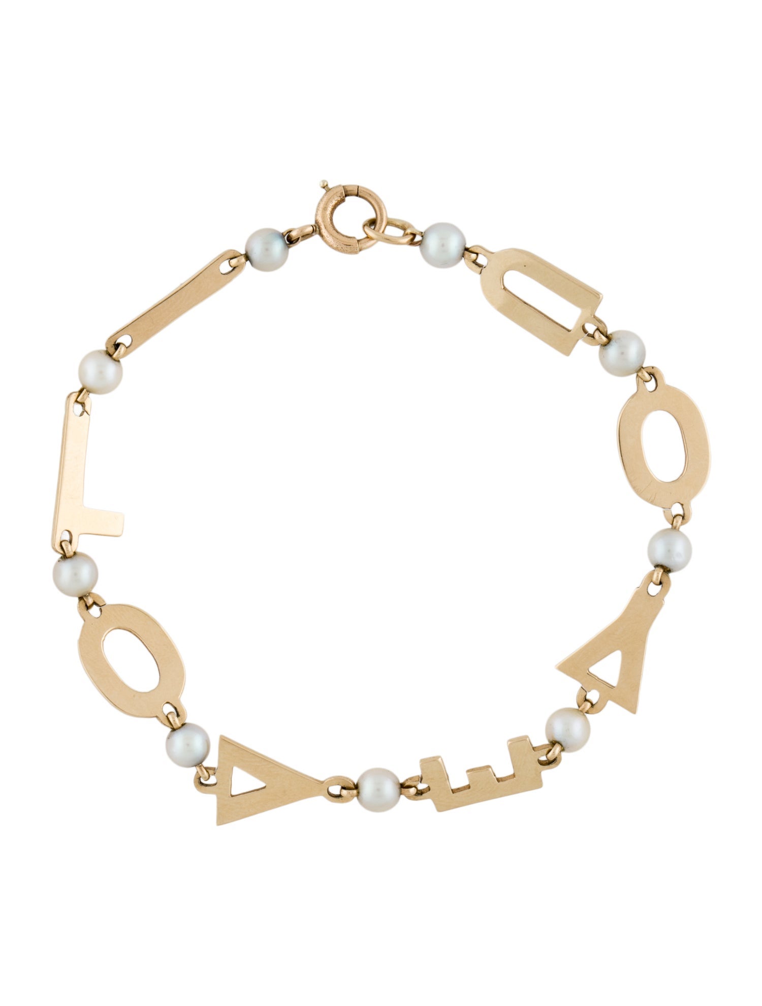 Lucien Piccard Vintage 14K Pearl 'I Love You' Station Bracelet