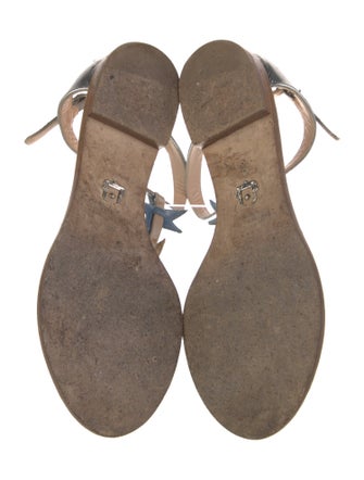 Paula Cademartori Leather Embroidered Accent T-Strap Sandals