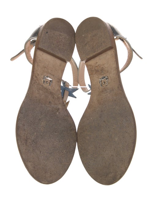 Paula Cademartori Leather Embroidered Accent T-Strap Sandals