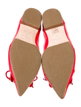 Paula Cademartori Leather Fringe Trim Accent Slingback Flats