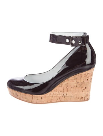 Pedro Garcia Patent Leather Cork Wedges