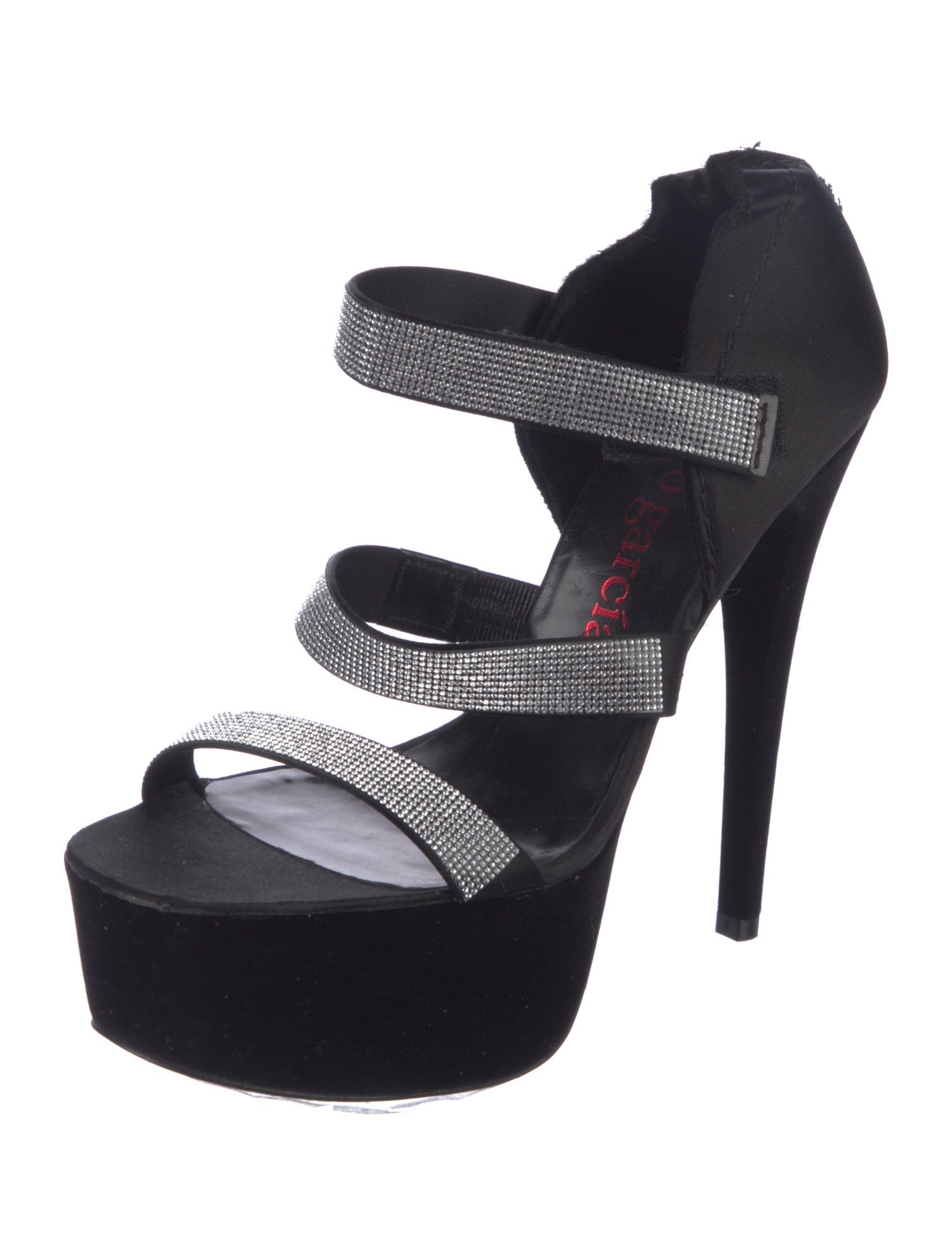 Pedro Garcia Satin Crystal Embellishments Sandals