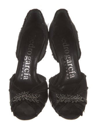 Pedro Garcia Satin Crystal Embellishments D'Orsay Pumps