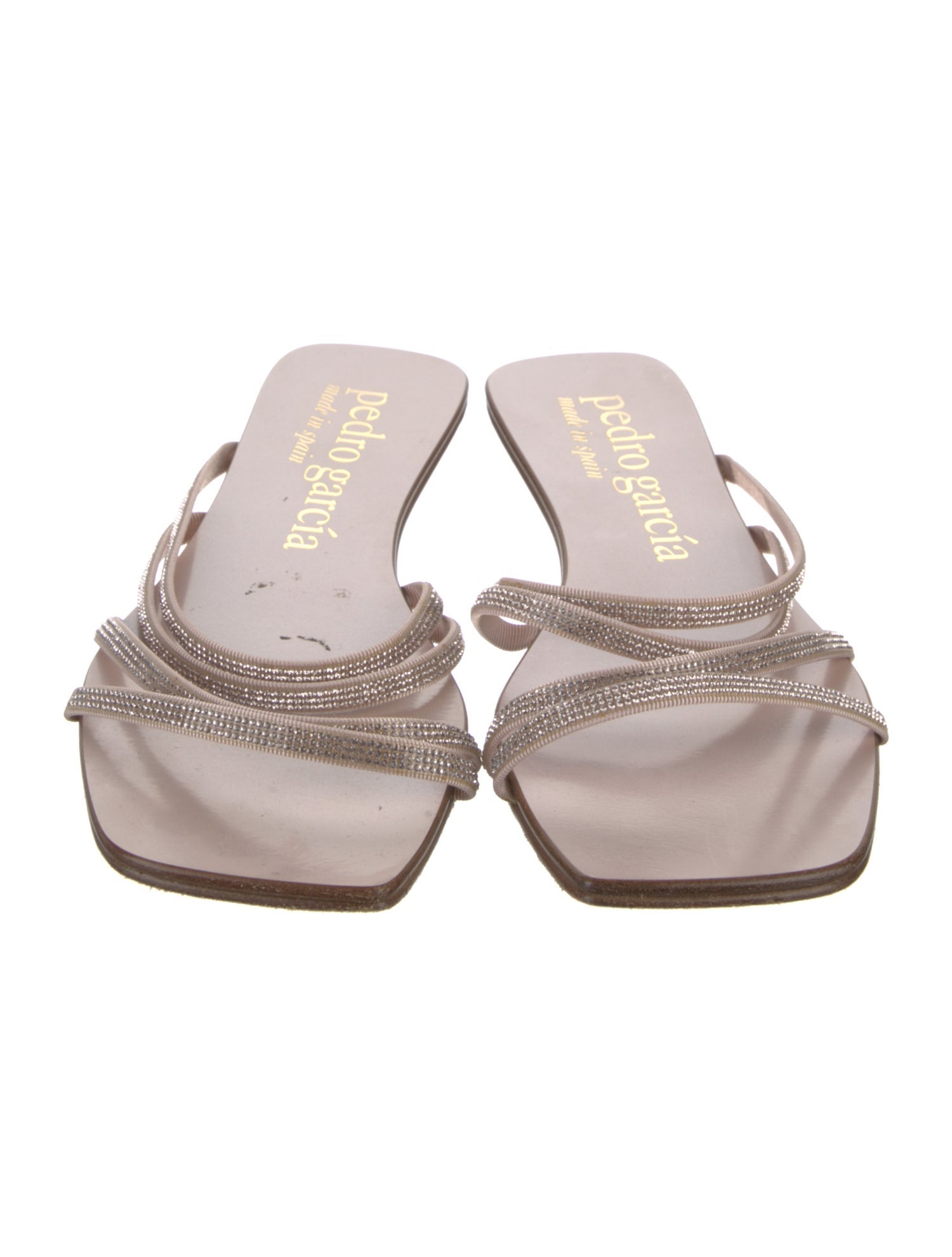 Pedro Garcia Leather Crystal Embellishments Slides